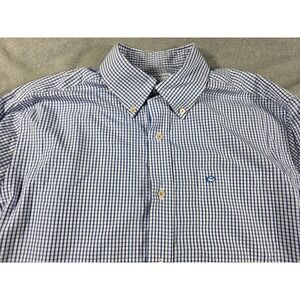 Southern Tide Button Up Shirt Men's Medium Blue/White Check Classic Fit L/S